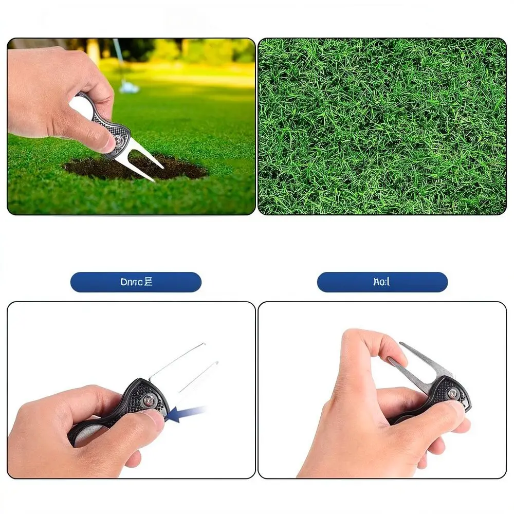 Lightweight Golf Divot Tool Folding Pitch Fork Aluminum Alloy Lawn Maintenance Accessory Durable Golf Practice Equipment