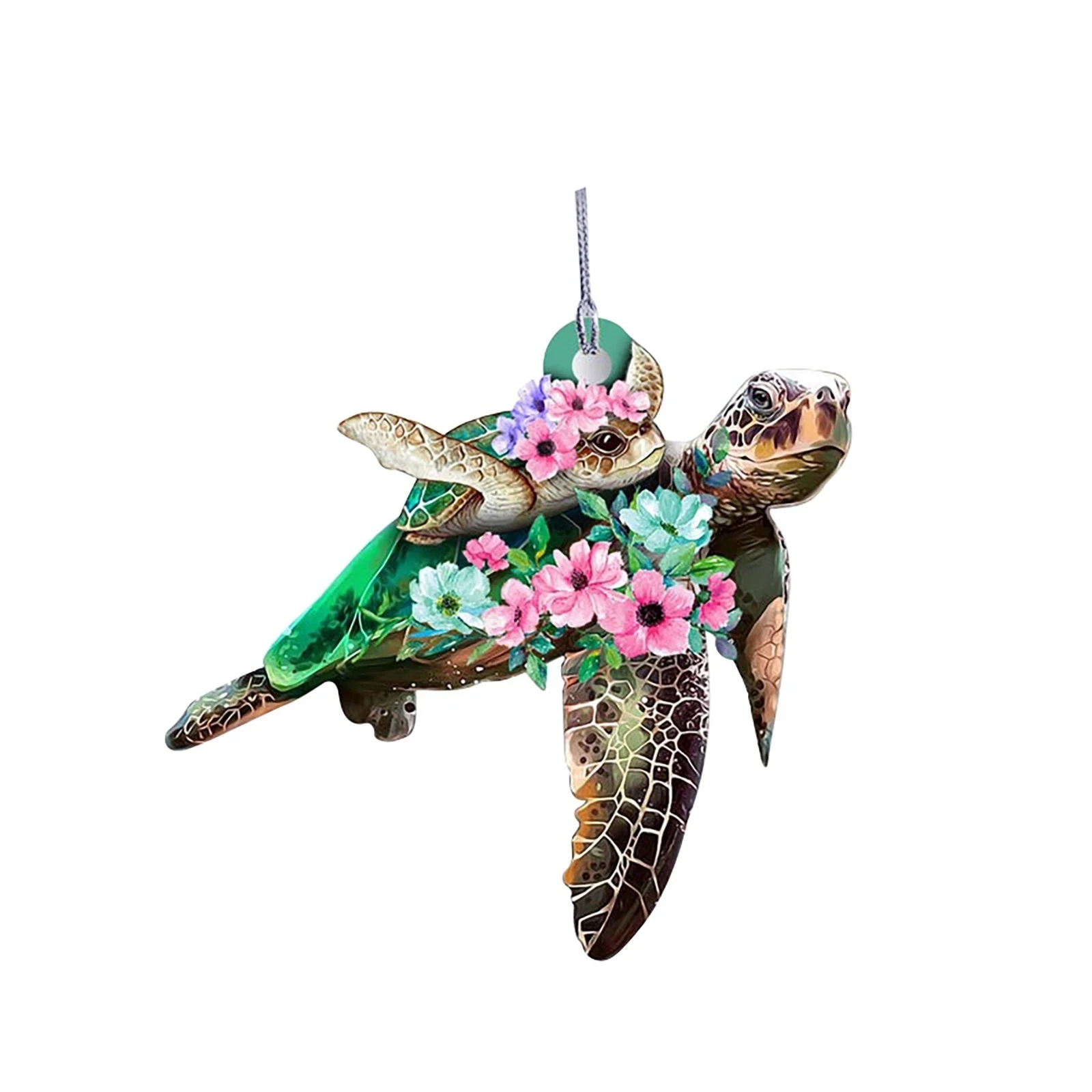 

Car Ornament Sea Turtle Mom With Baby Ornament 3D Simulation Animal Pendant Cute Mini Tortoise Hanging Acrylic Decorations