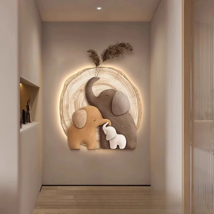 

Wabi-**** wind elephant porch decorative painting three-dimensional sandstone corridor aisle hanging painting