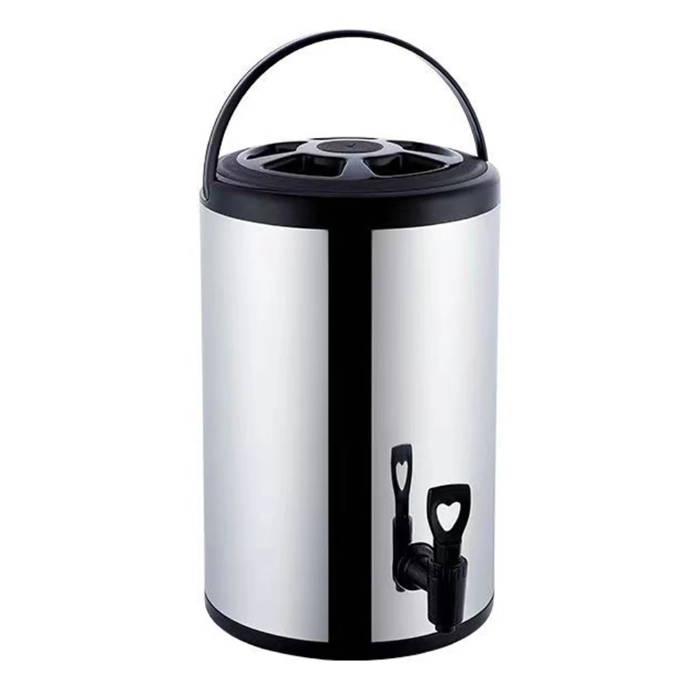 

Stainless Steel Beverage Dispenser 6/8L with Faucet Insulated Beverage Dispenser Milk Tea Barrel Drink Bucket for Hot Beverages