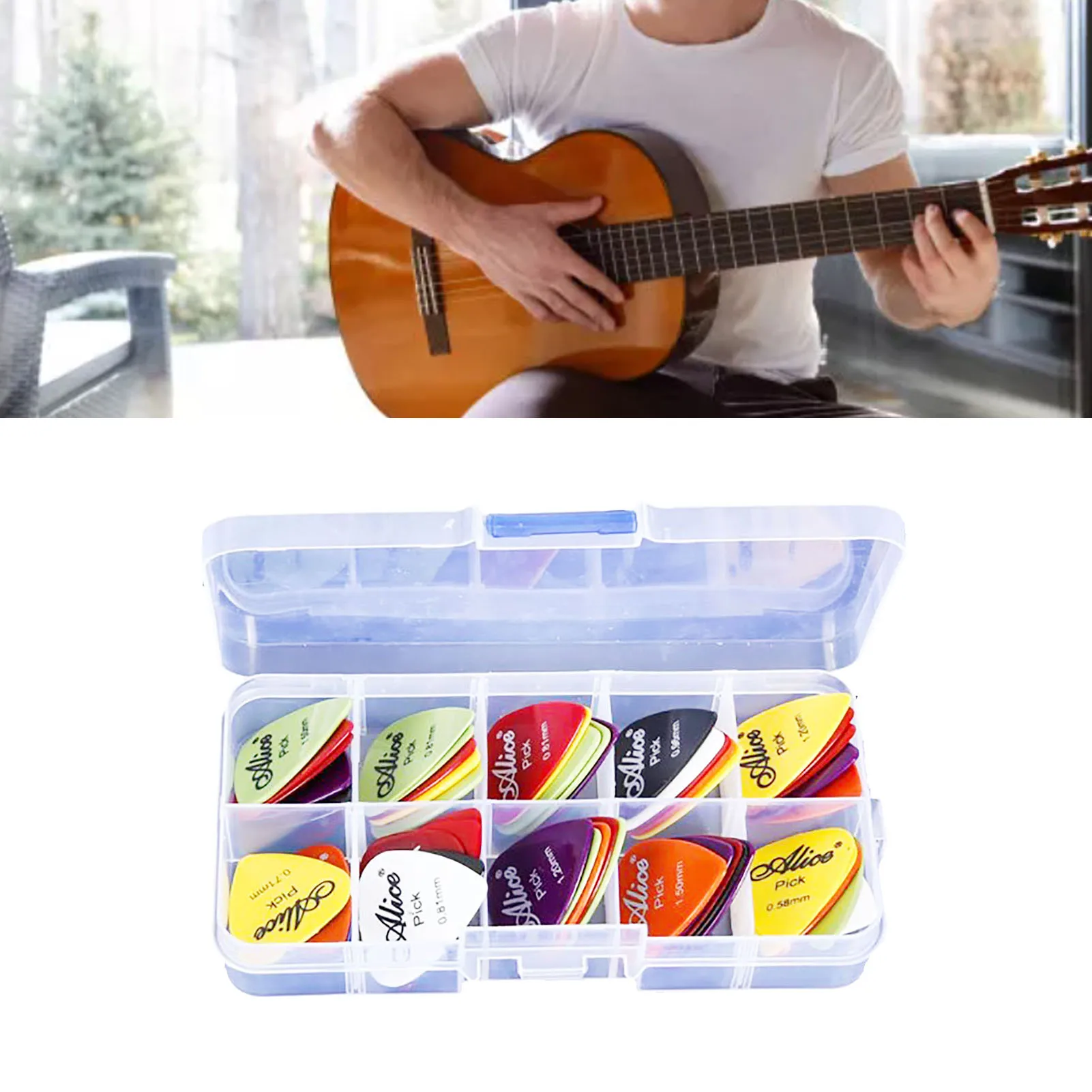 

50PCS Guitar Pick Kit Easy Carrying Plastic Durable Frosted Polished Professional Guitar Pick Replacement for Better Performance