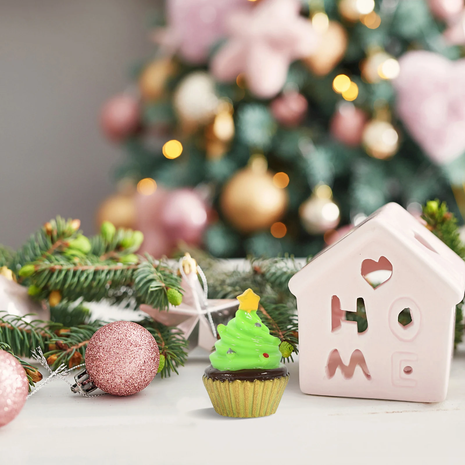 

10 Pcs Christmas Tree Decorations Artificial Cake for Photoshoot Props Simulation Model Resin Baby