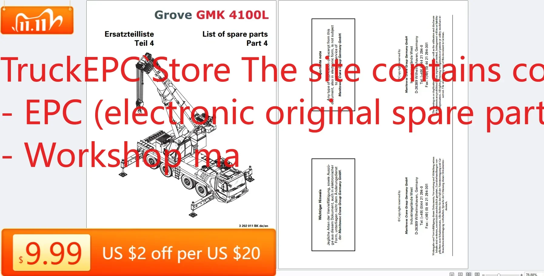 

TruckEPC Grove Crane 17,1 ГБ GMK Series Коллекция деталей Руководство в формате PDF