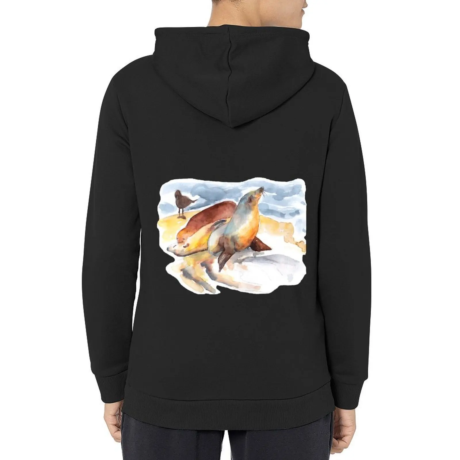 

Seals at La Jolla cove - California - watercolors Hoodie mens clothes blouse winter clothes anime clothing hoodie streetwear