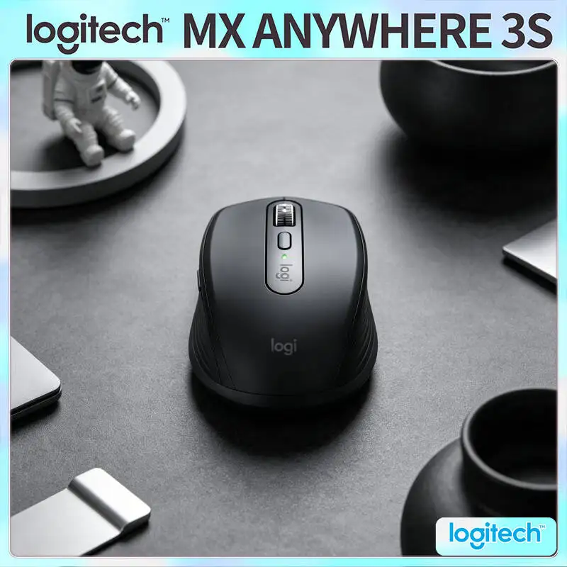 Durable MX Anywhere 3S Mouse - 8000 DPI, Hyper-Scroll Wheel, Silent Click, Ideal for Freelance Book Designer Travel Work