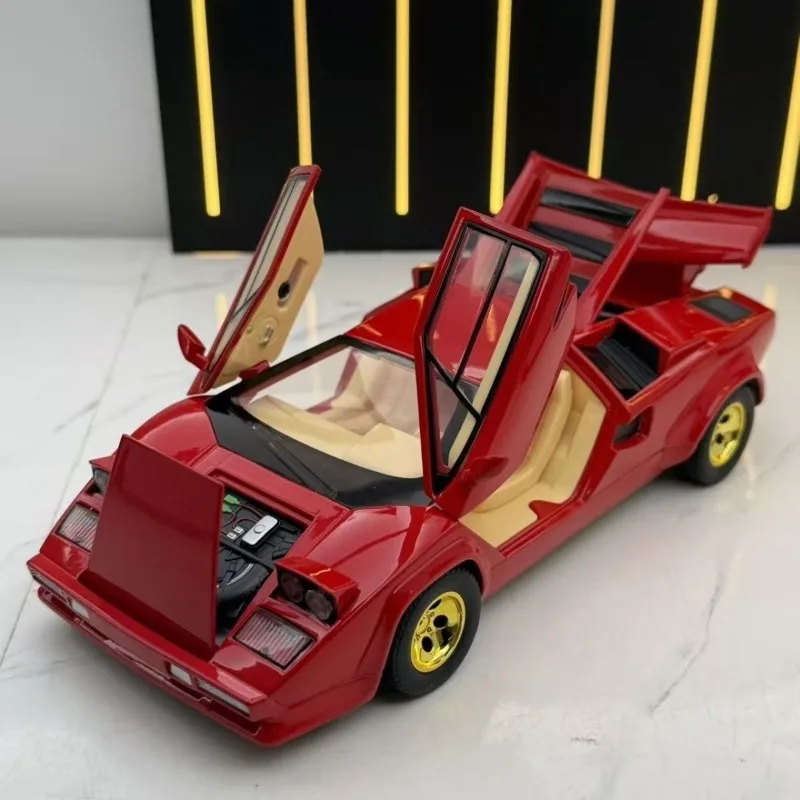 1:24 Lamborghini Countach Alloy Car Multi Open Doors Pop Up Headlight Spray Light Sound Pull Back Steering Shock Display Gift
