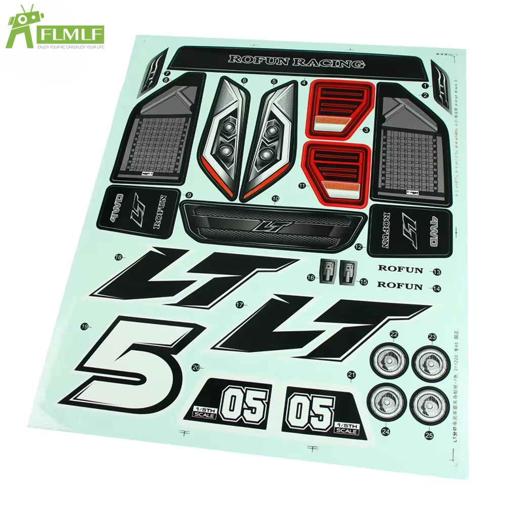 

Высококачественные наклейки для 1/5 LOSI 5IVE-T ROVAN LT Kingmotor X2 FID DTT QL TRUCK RC CAR PARTS