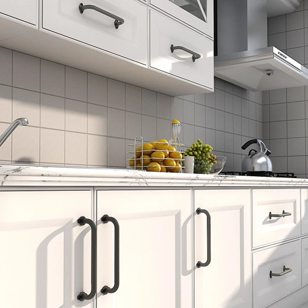 Durable Black Barn Door Handle Carbon Steel Wall Mount Cabinet Handle Grab Bar Cabinet Door
