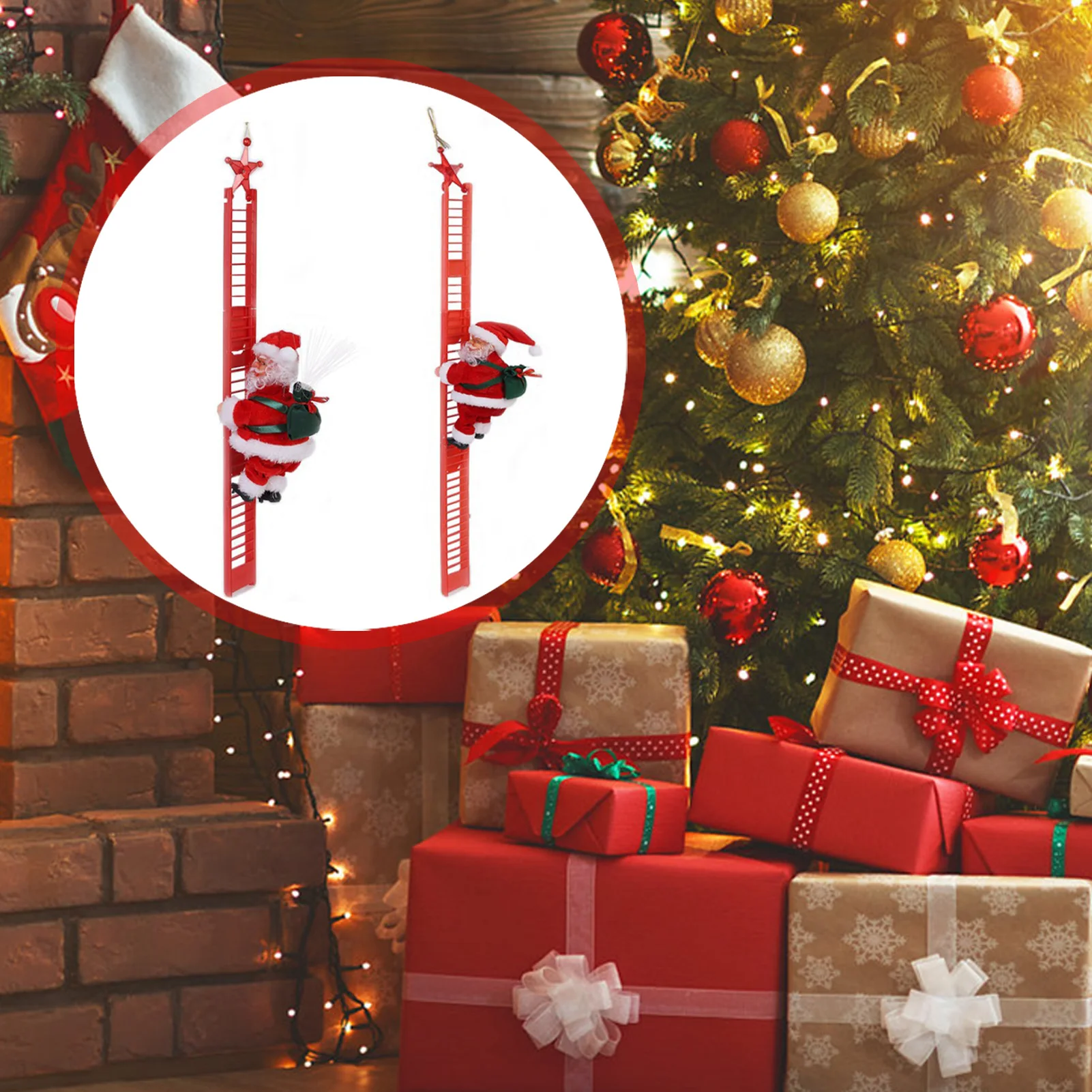 

Electric Climbing Santa Toy with Music Holiday Decoration for Christmas Gift Kids Party Festa Figurine Rope Ladder Set