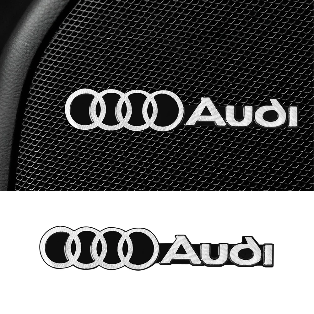 4Pcs Aluminum Car Audio Speaker Badge Stereo Emblem Sticker For Audi A1 A2 A3 A4 A5 A6 A7 A8 Q5 Q7 C8 B8 C6 Quyttro Sline RS Q2