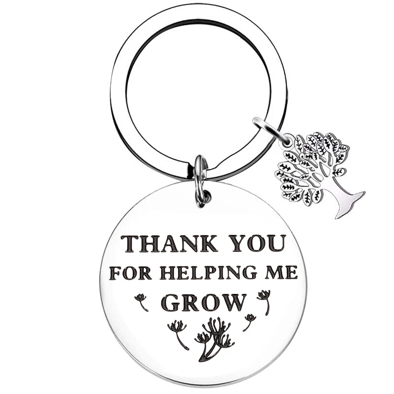 Teacher Appreciation Gifts Keychain Thank You for Helping Me Grow, Term Begin Term End Graduation Gift for Teachers