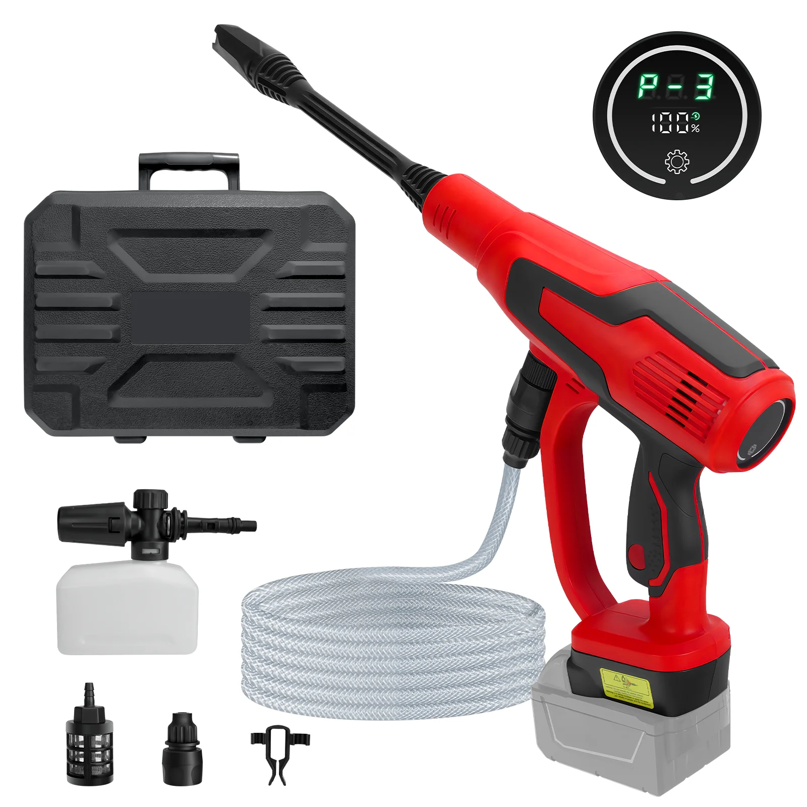 Brushless Electric Pressure Washer 653PSI Cordless Power Washer 3-Speed LCD Display for Milwaukee 18V Battery (No Battery)