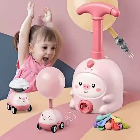 Children Air Power Vehicle Funny Science Experimen Cartoon Animals Aerodynamic Flying Balloon Car Kids Educational Puzzle Toys