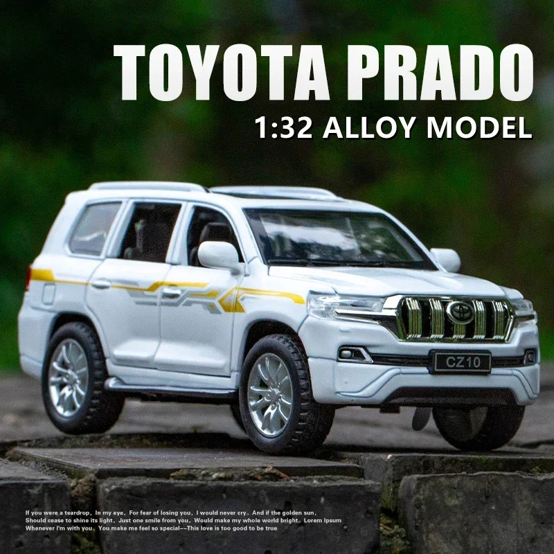 

Модель автомобиля из сплава TOYOTA Prado 1:32, металлическая игрушка, модель внедорожника, модель автомобиля, имитация звука и искусства, коллекционный подарок