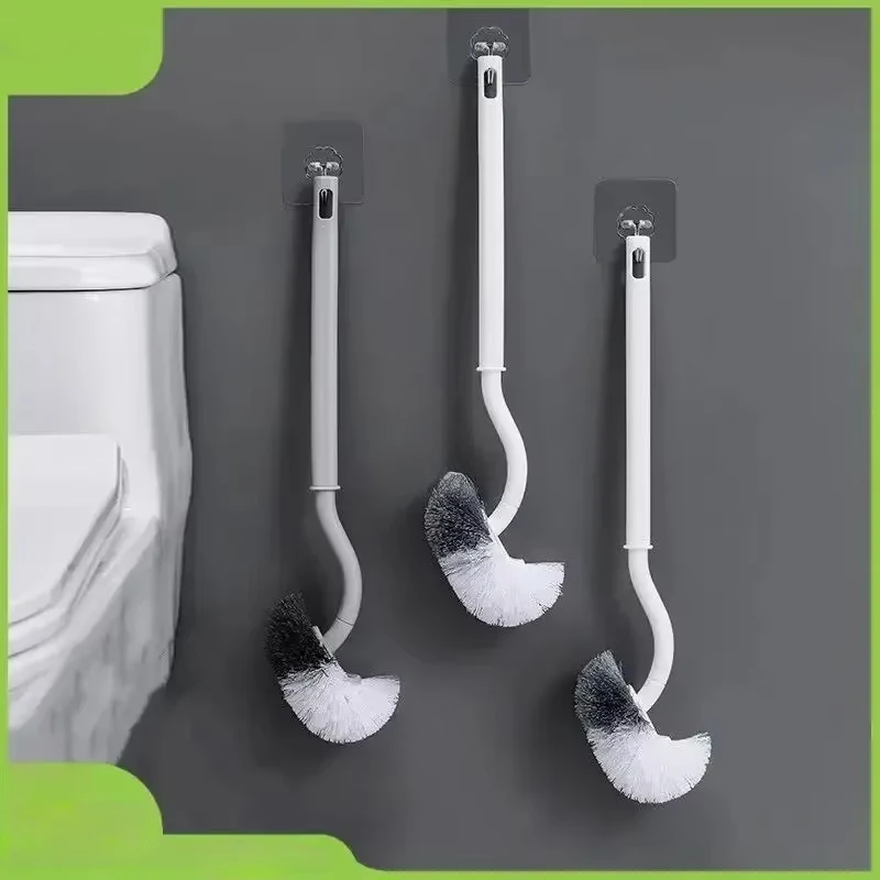 Bathroom Wall-mounted S-type Toilet Curve Brush Bent Head Corner Gap Brush Soft Hair Household Items Cleaning Tools Accessories