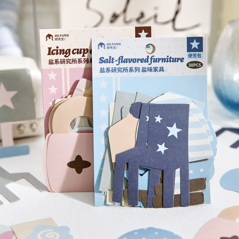 30pcs Korean Sticky Notes Aesthetic Journaling Paper Memo Pad Pack Cute Scrapbooking Supplies Kawaii Decorative Stationery Set