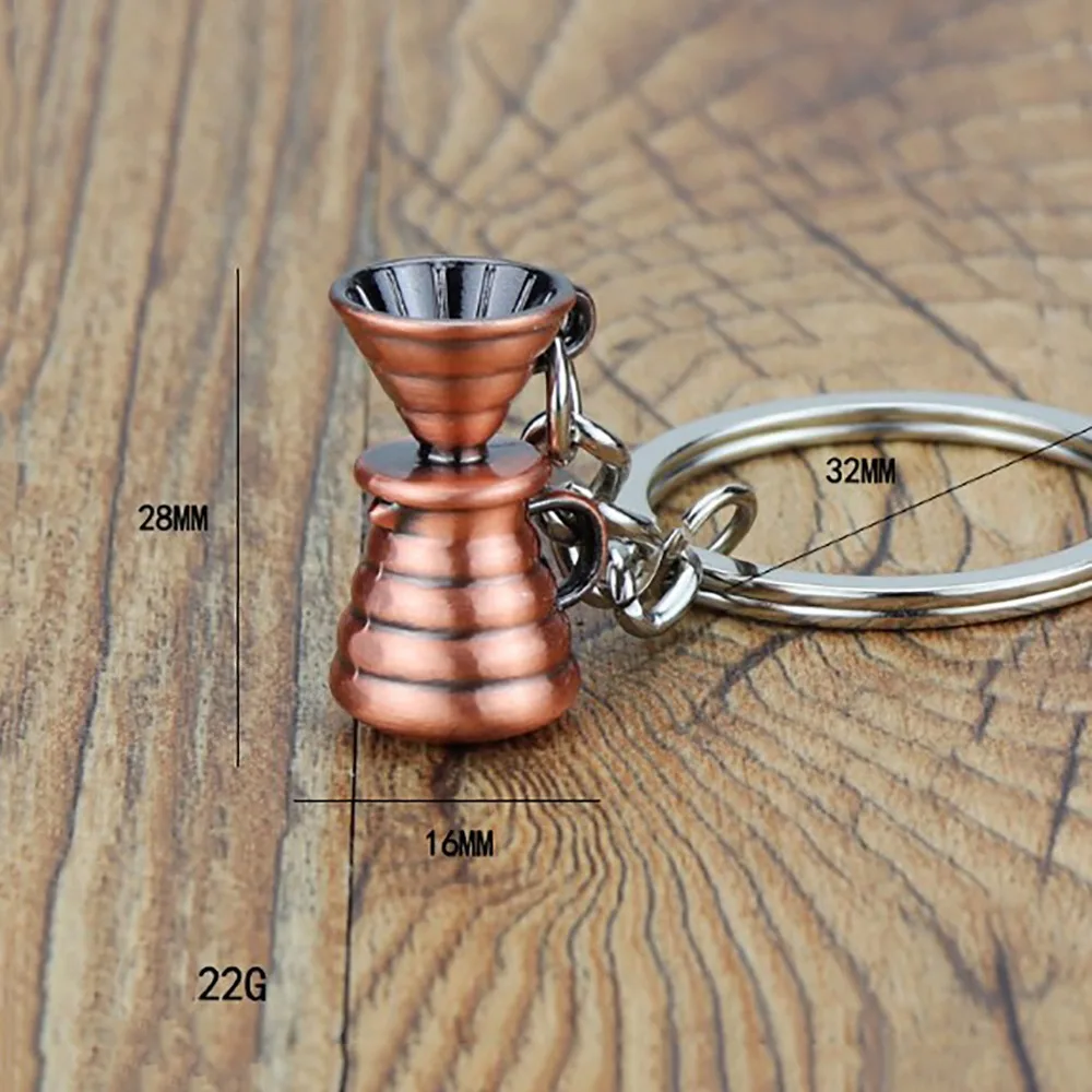 Metal 3D Creative Coffee Keychain Mini Pitcher Moka Pitcher Keyring Creative Cute Creative Barista Coffee Keychain Birthday Gift