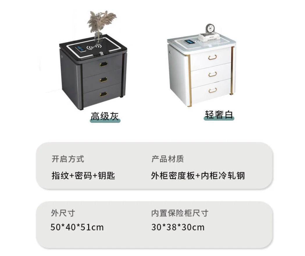 منضدة ذكية حديثة شحن لاسلكي طاولة بجانب السرير بلوتوث صوت LED مصباح خشبي قابل للتعديل لاستخدام غرفة نوم الشقة #6