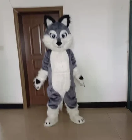 

New Adult Hot Sale Foam Cute gray wolf Cartoon Mascot Costume Plush Christmas Fancy Dress Halloween Mascot Costume