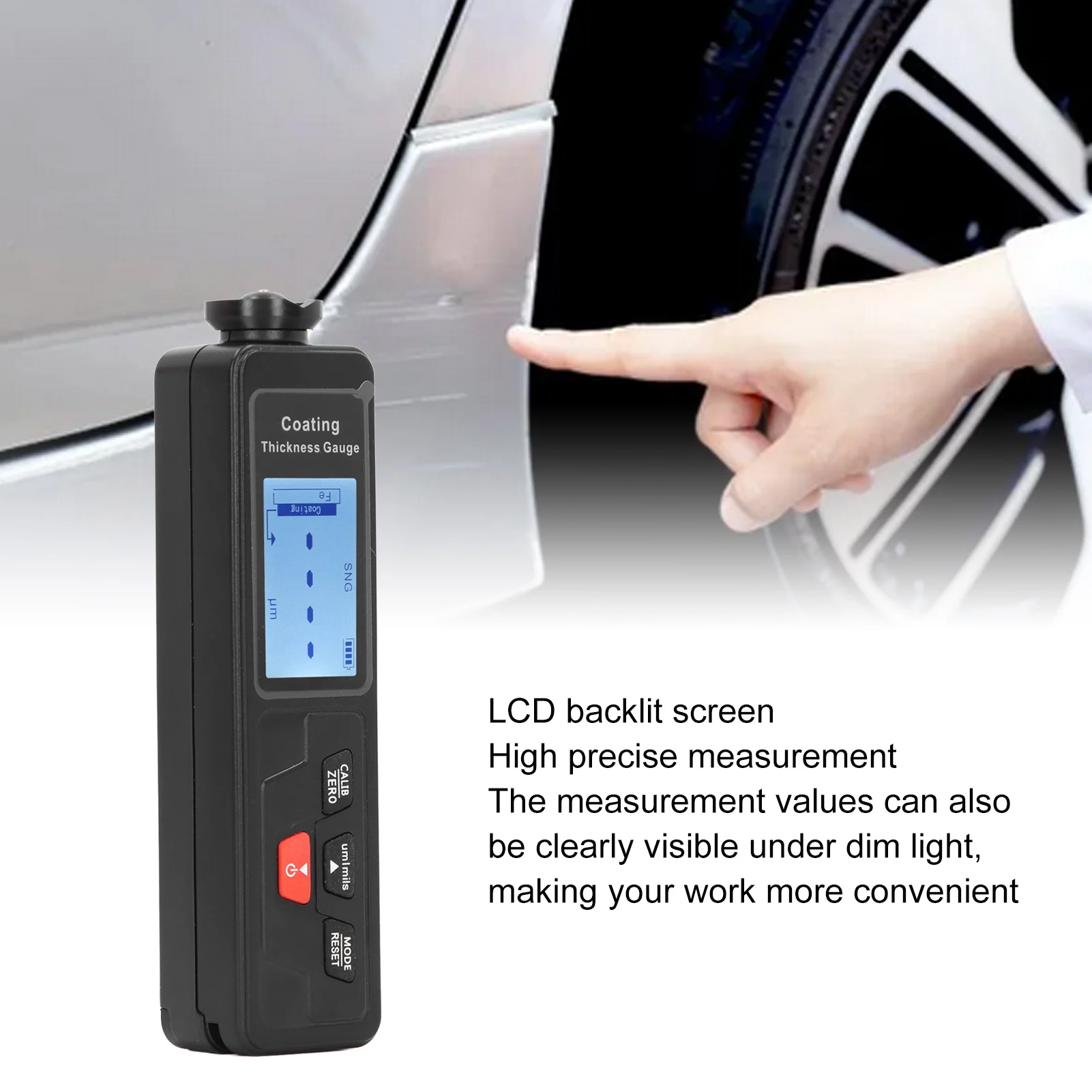 

Coating Thickness Tester Clear Digital Display Portable Low Power Consumption High Accuracy Paint Thickness Gauge for Car