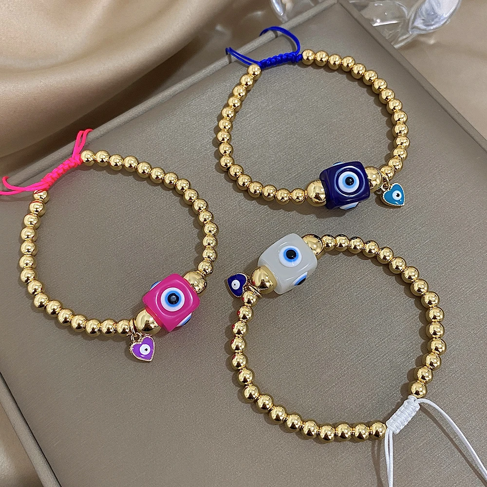 GREATEER-أساور مجدولة محظوظة للعين الشريرة للرجال والنساء ، سلسلة مطرزة قابلة للتعديل ، لون ذهبي ، سحر صداقة الزوجين ، هدايا مجوهرات #2