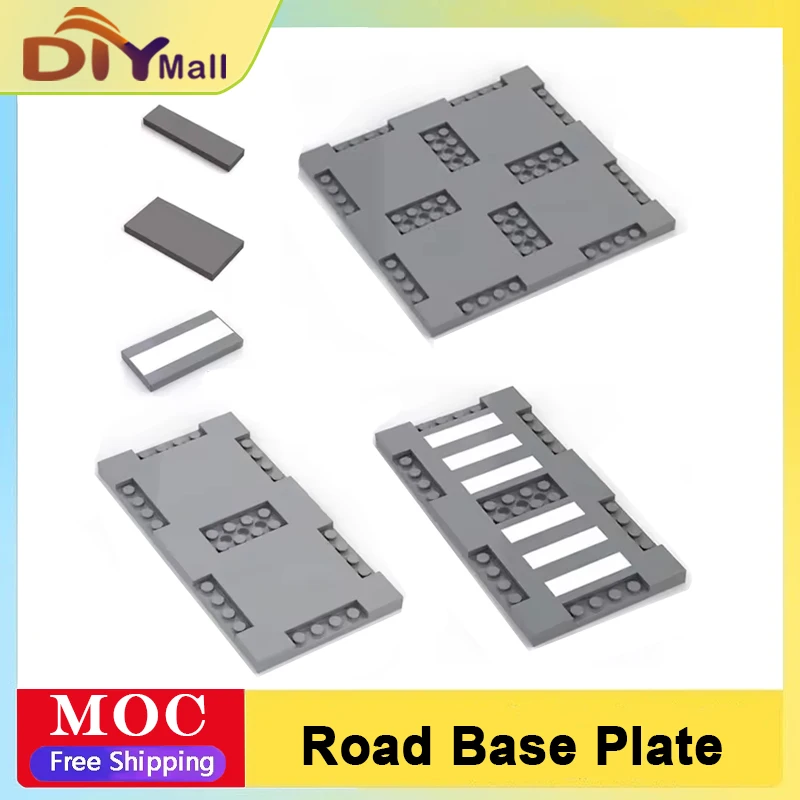 City Road Street Baseplate Building Board with Pedestrian Crossing Compatible with Major Brick Brands Toys 60301 69915 71772
