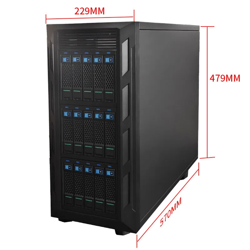 EATX Dual‑socket Tower PC Case,15 Hot‑Swap HDD Slots, Multi‑Optical‑drive Bays NAS Storage Desktop Chassis