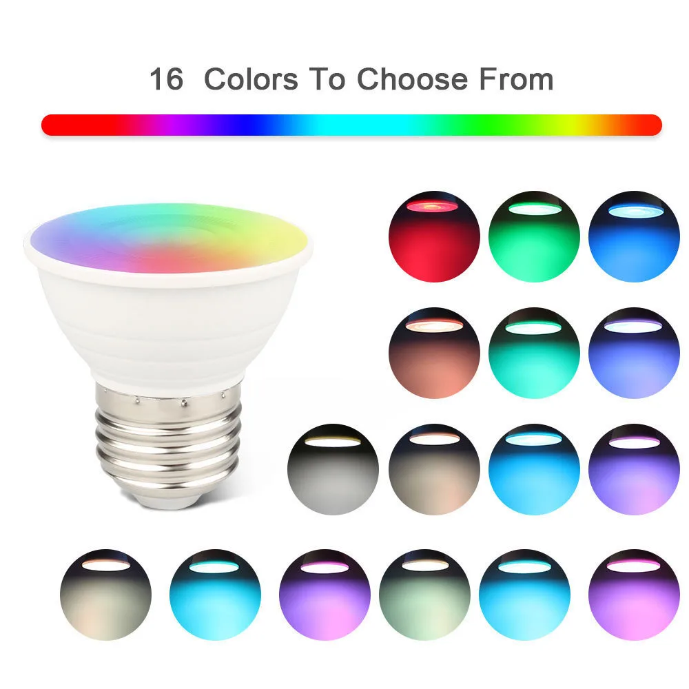 RGB LED Bulb E27 Light 220V Colorful Light Bulbs RGB Spotlight LED Magic Bulb16 Color 5W 230V Atmosphere Lamp Decoration Lamps