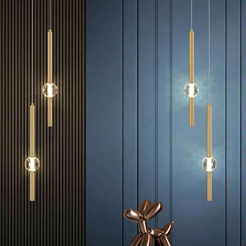 2025 Nordic Bedroom Bedside Chandelier Simple Modern Home Light Luxury Living Room TV Background Wall Decor Creative Crystal Led view 2