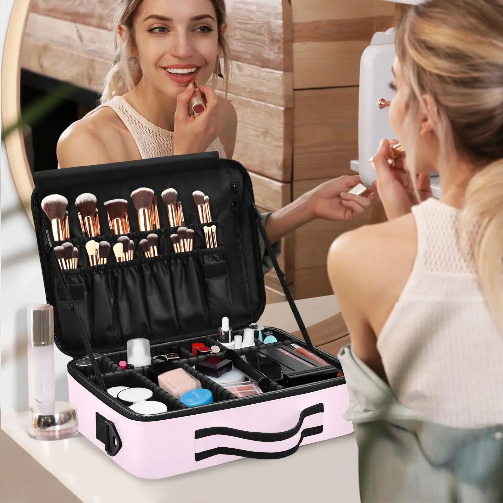 2022 New Cosmetic Bag Organizer Women Travel Make Up Customized Pattern large Capacity Cosmetics Suitcases Makeup Toiletry Bag