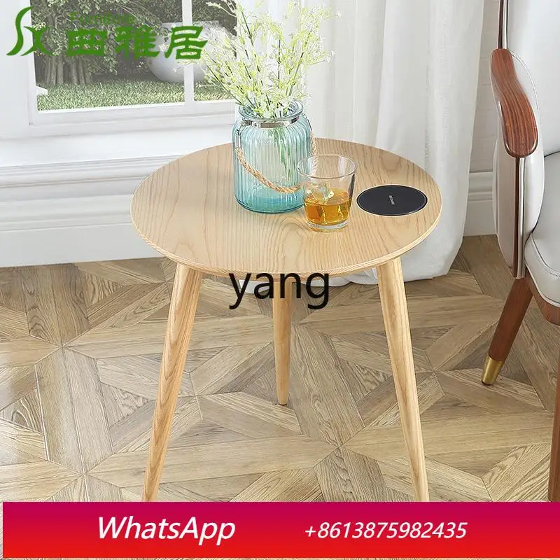 

LMM creative solid wood small round table simple modern home living room round table