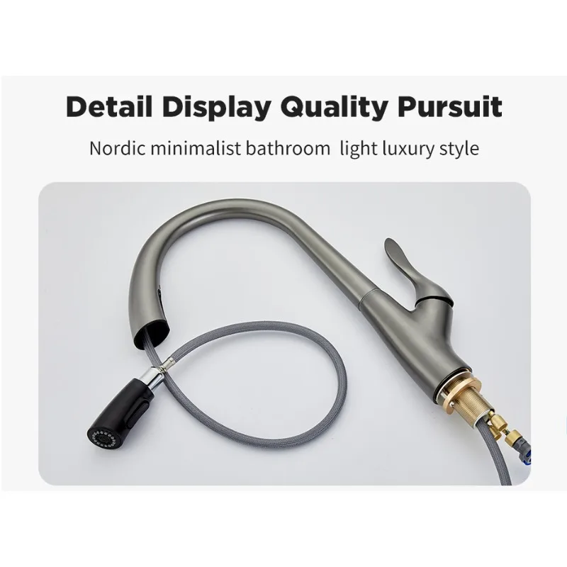 

Kitchen Faucet, Vegetable Basin, Hot and Cold Water Faucet, Dual Outlet Mode, Sink Pull-out Single Hole Faucet