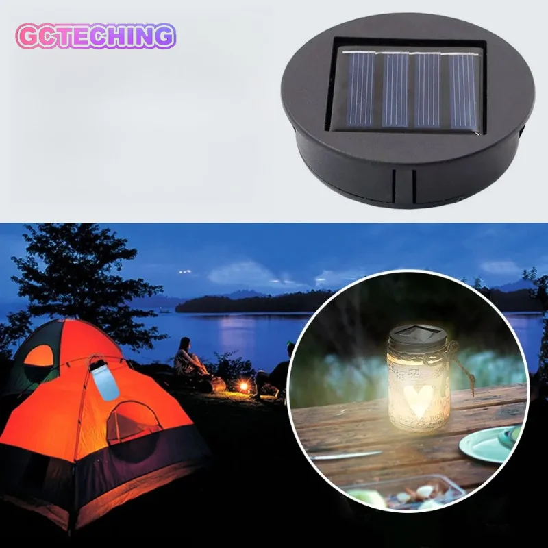 Solar Panel with LED Lantern Light Lid Solar Lights Top Replacement Part for Outdoor Hanging Lanterns DIY Table Lights Decor