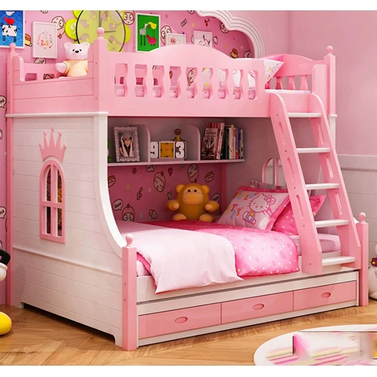 High Quality Kids Solid Wood Bunk Beds Children Double Bed Furniture Set