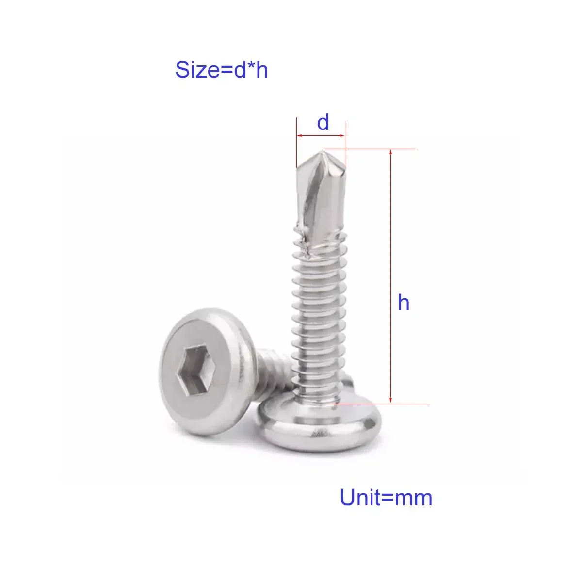 

410 Stainless Steel Flat Head Hexagonal Drill Tail Screw M5.5M6.3