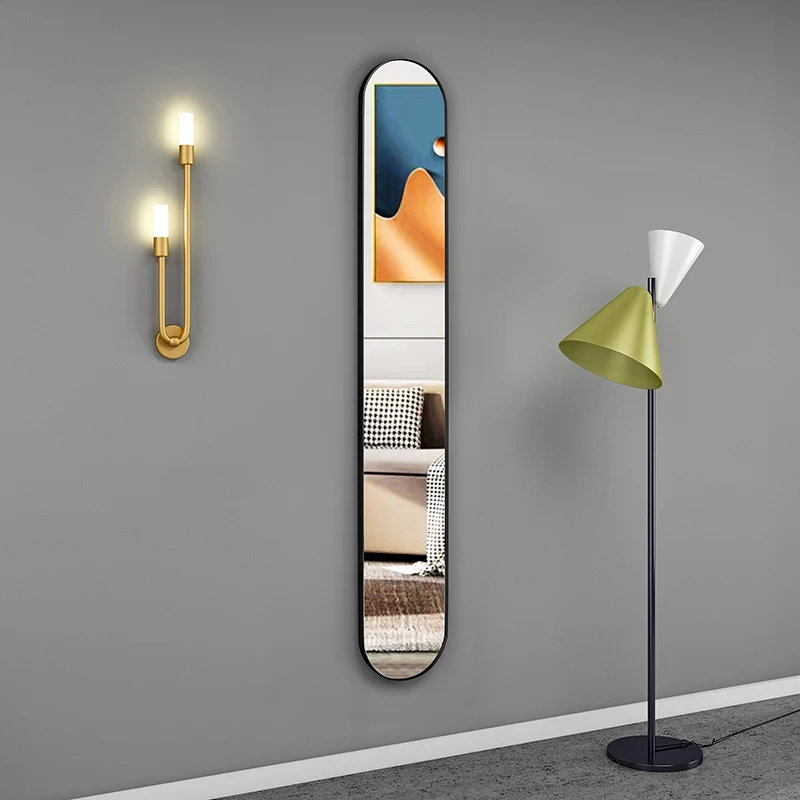 Bedroom Oval Wall Mirror Aesthetic Makeup Nordic Sticker Wall Mirror Full Body Salon Sticky Adornos Para El Hogar Decoration