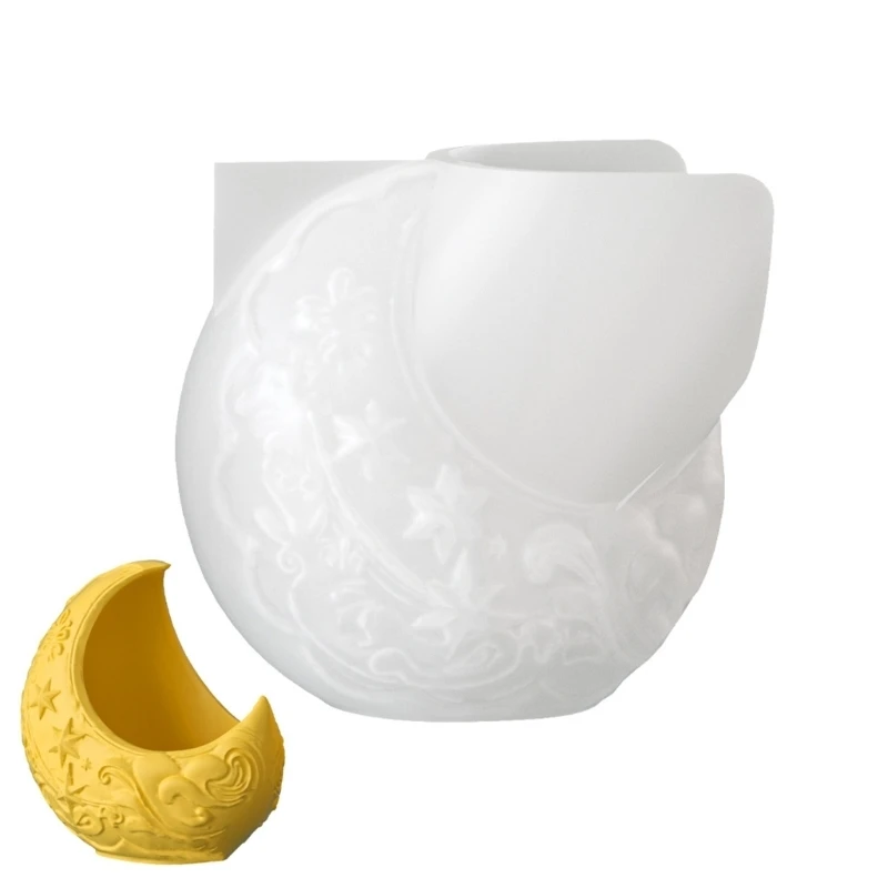 652F Premium Silicone Mold Crafting Ornamental Molds Moon Shaped Perfect for Relief Plaster Concrete Containers and Dishes