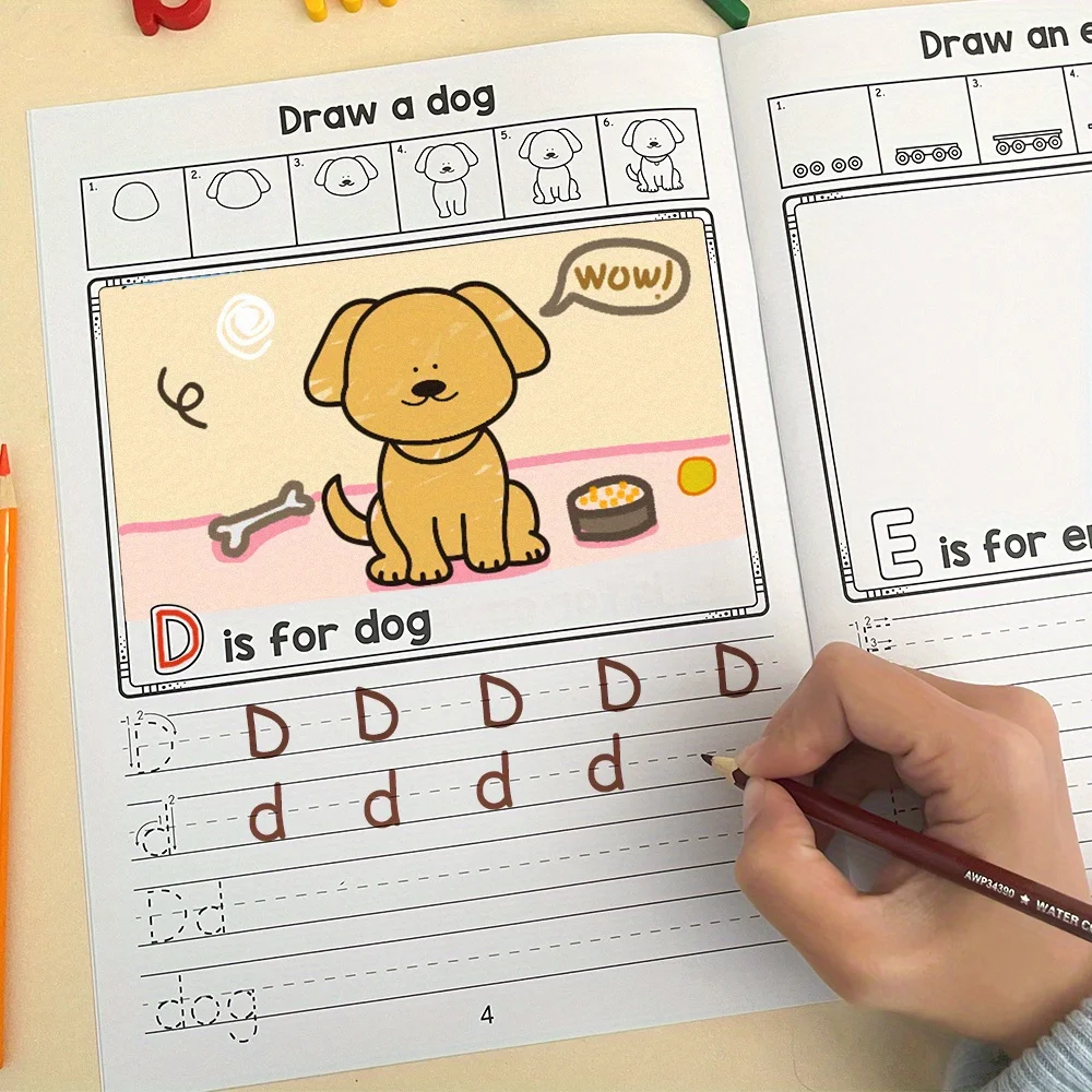 Uppercase and Lowercase Letters Tracing and Step-by-Step Drawing Workbook, Teacher Teaching Aids for Classroom and Homeschool