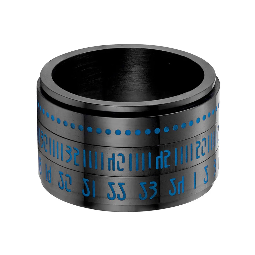 

Luminous Digital Ring Men Rotating Titanium Steel Personality Finger Black Rings