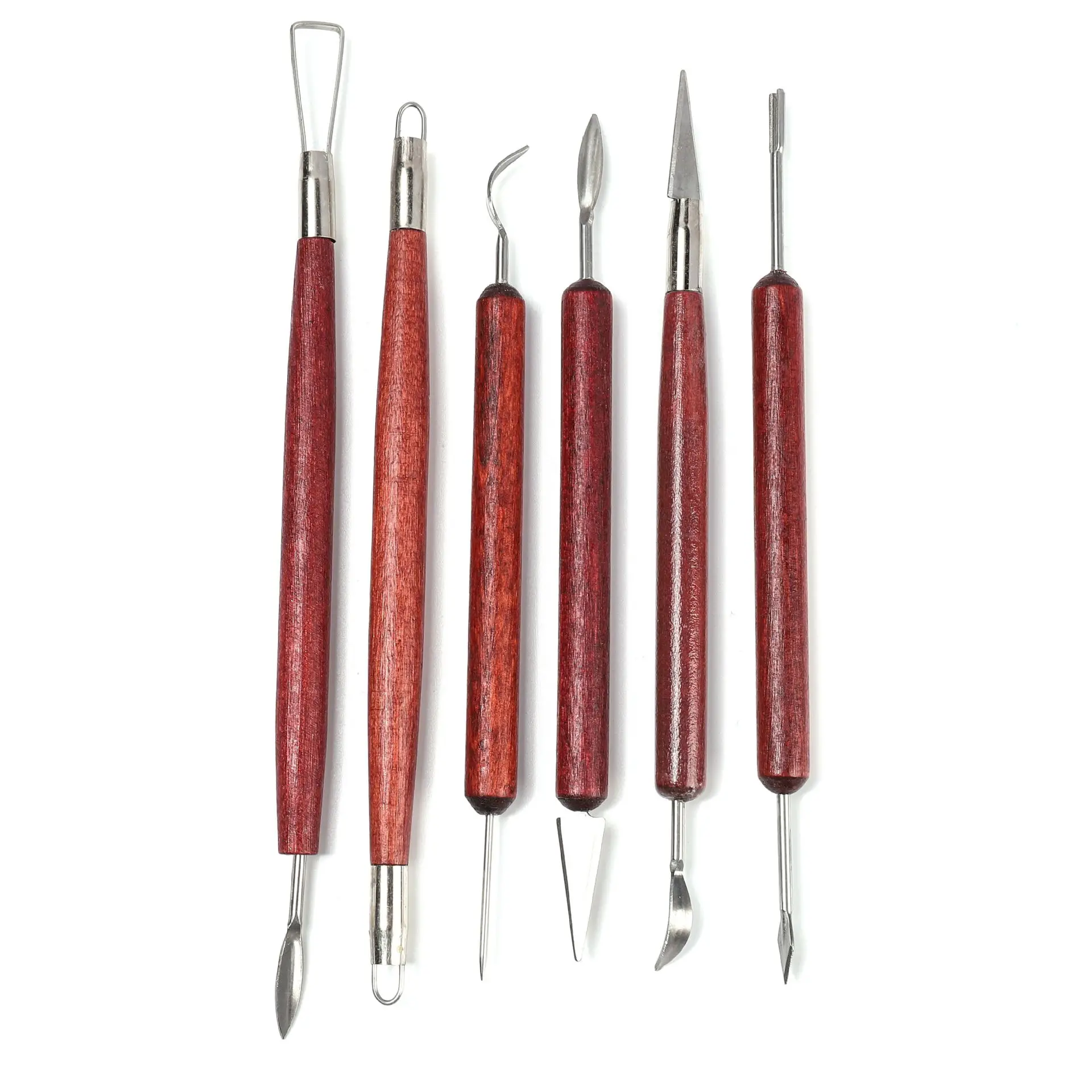 6pcs  Diy Carving Tool Set Redwood Double-ended Wire Cutter Clay Repair Sculpture Carving Shaper Clay Pottery Tool Accessories