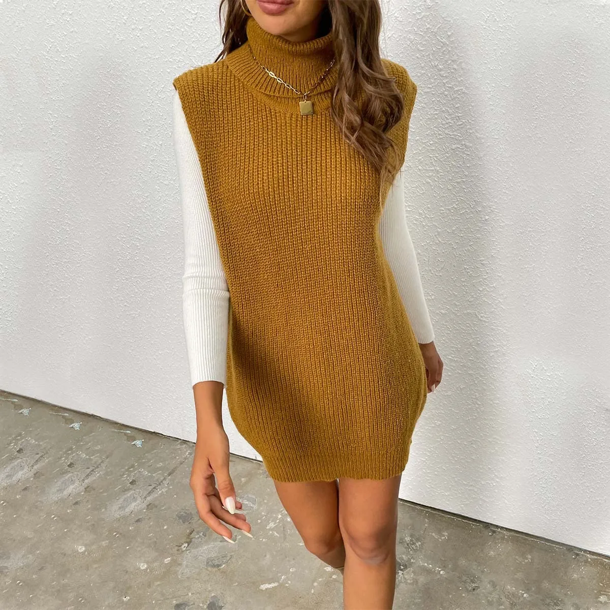 2024 Neuer Strickpullover mit Spitze und Spleißen für Damen, einteiliger Ausschnitt