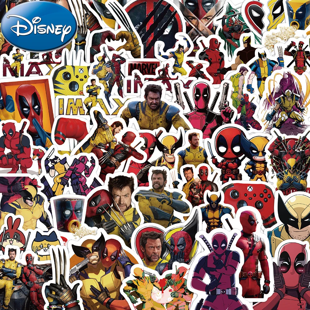 10/30/60pcs Cool Disney Movie Deadpool Wolverine Stickers Kid DIY Decals Toy Skateboard Laptop Phone Cartoon Super Hero Sticker