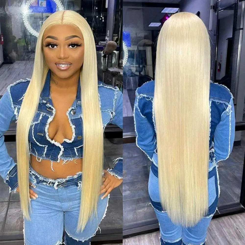 Rosabeauty 13x6 Blonde 613 HD Glueless 13X4 Frontal Wig Preplucked 250% Straight Lace Front Human Hair Wigs For Women 40Inches