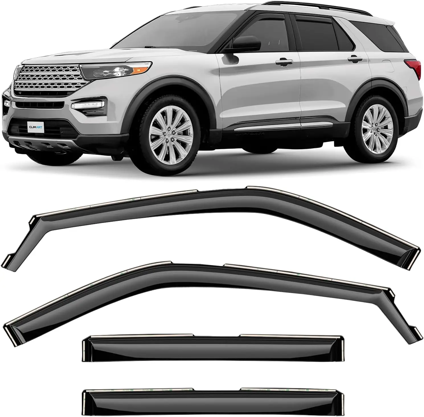 

In-Channel Rain Guards for Ford Explorer 2020-2026, 4-Piece Window Deflectors, Durable Polycarbonate, Easy Install