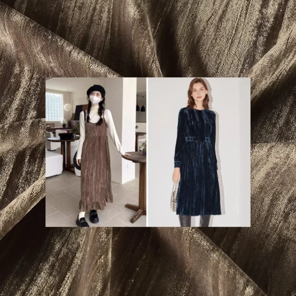 

Неэластичная тканая корейская бархатная ткань для ретро плиссированной велюровой юбки, рубашки, брюк, одежды, ткани «сделай сам», ткань для двора