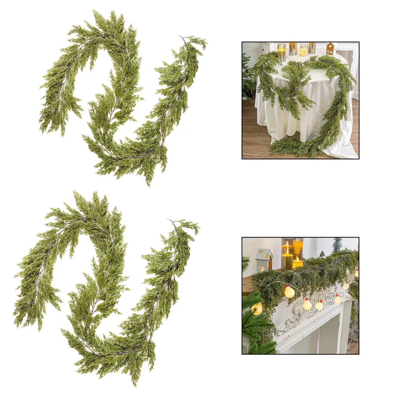 Decoração de vegetação realista de videira com folha de cipreste artificial de Natal