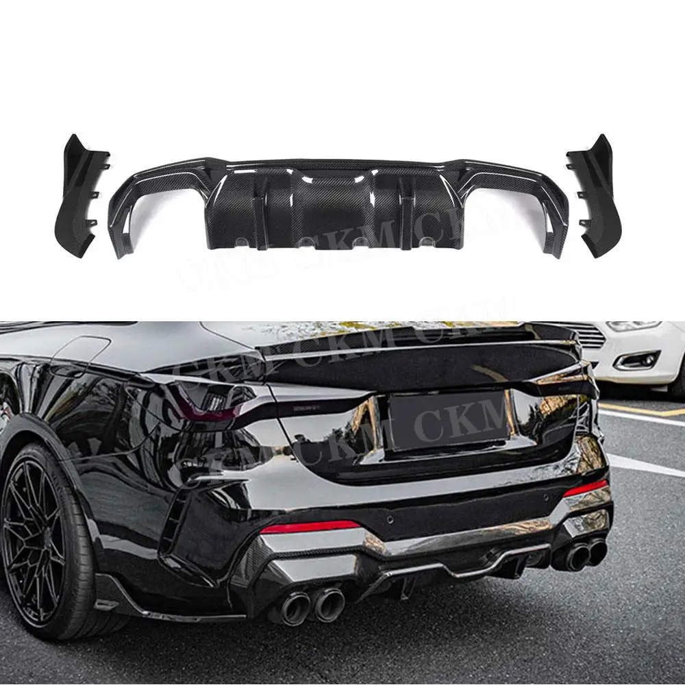 

For BMW 4 Series G22 G23 Coupe 2021 + Carbon Fiber Body Kits Rear Bumper Spoiler Lip with Side Splitters Car Accessories