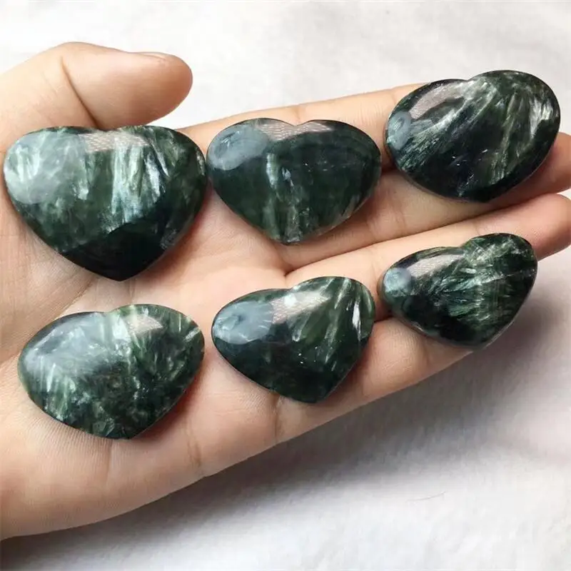 Natural Seraphinite Heart Pendant Healing Reiki DIY Jewelry Accessories Holiday Gift 1PCS 32-38MM