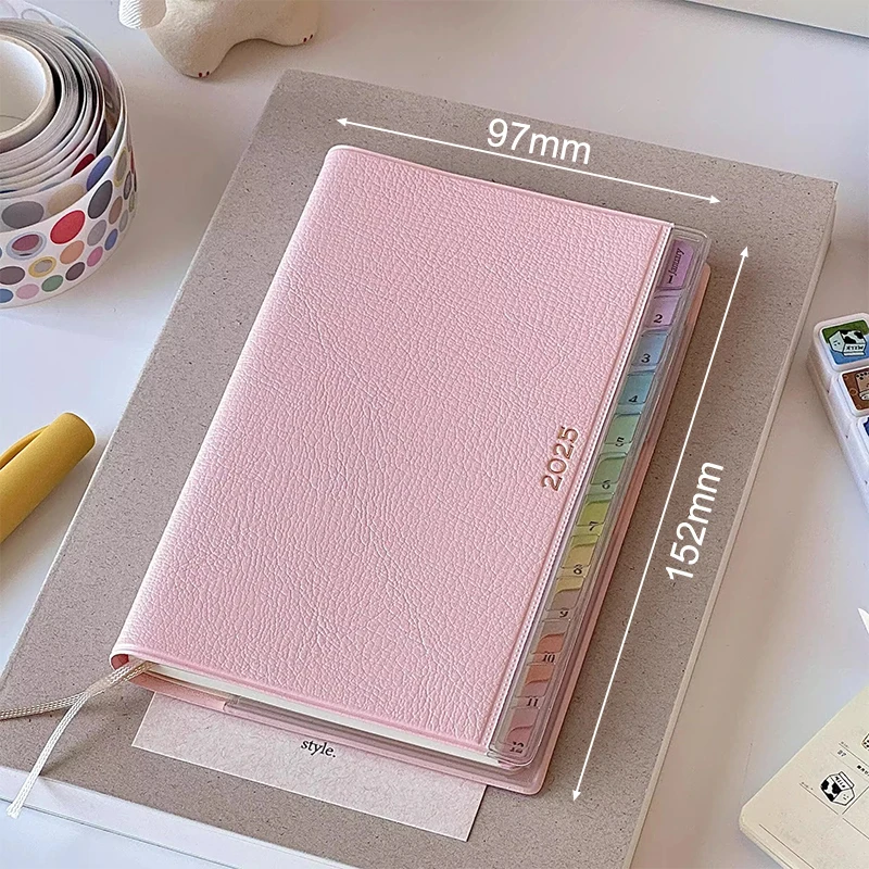 Colorful Index Leather Schedule Notebook Monthly Weekly Planner Notes Diary Notebook Portable Simple Notebook Fashion Handbooks