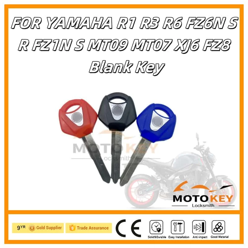 FOR YAMAHA R1 R3 R6 FZ6N S R FZ1N S MT09 MT07 XJ6 FZ8 Blank Key Motorcycle Replace Uncut Keys can be placed anti-theft chip